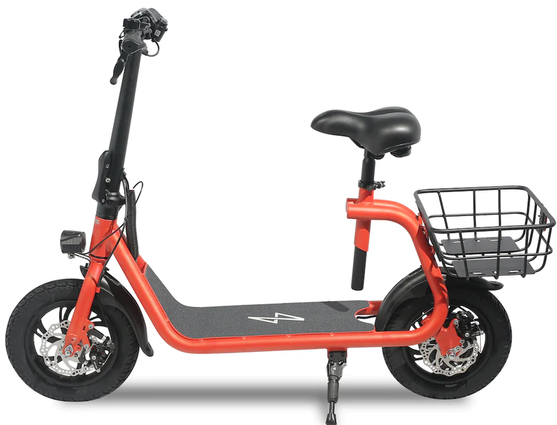 RED - Commuter Electric Scooter for Adults - Foldable Scooter with Seat & Carry Basket