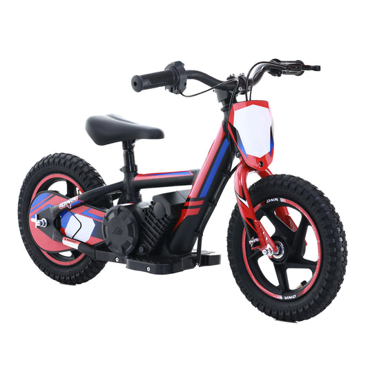 RED - 24V Electric Dirt Bike for Kids, 12" Wheel Electric Balance Bike for Ages 3-6
