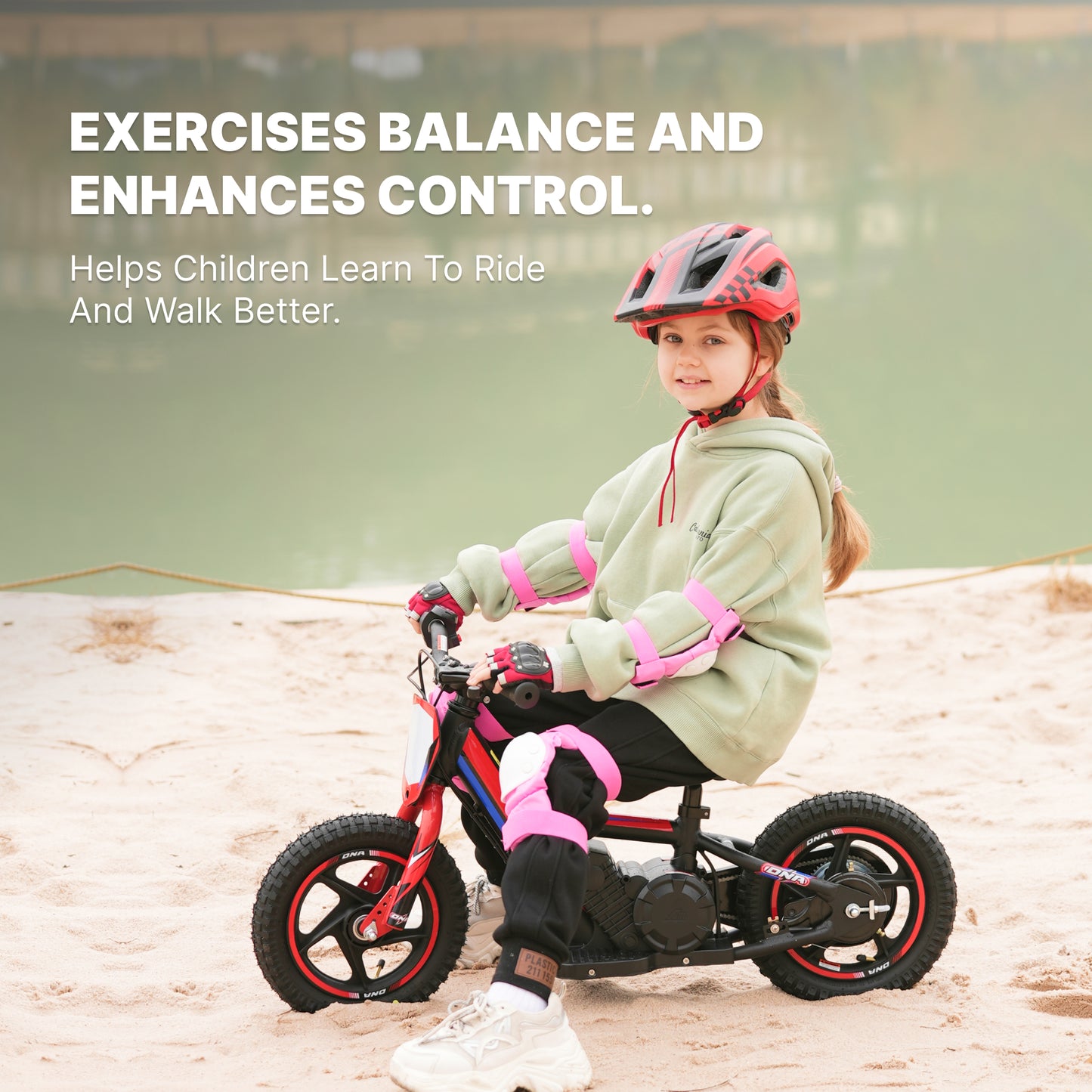 RED - 24V Electric Dirt Bike for Kids, 12" Wheel Electric Balance Bike for Ages 3-6