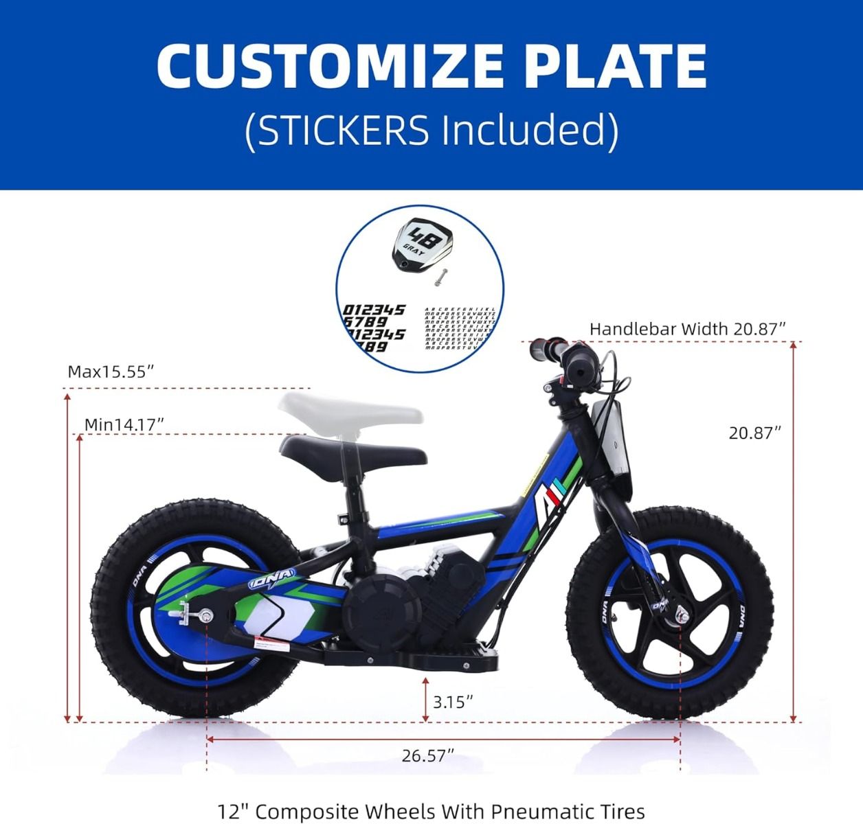 24V Electric Dirt Bike for Kids - BLUE