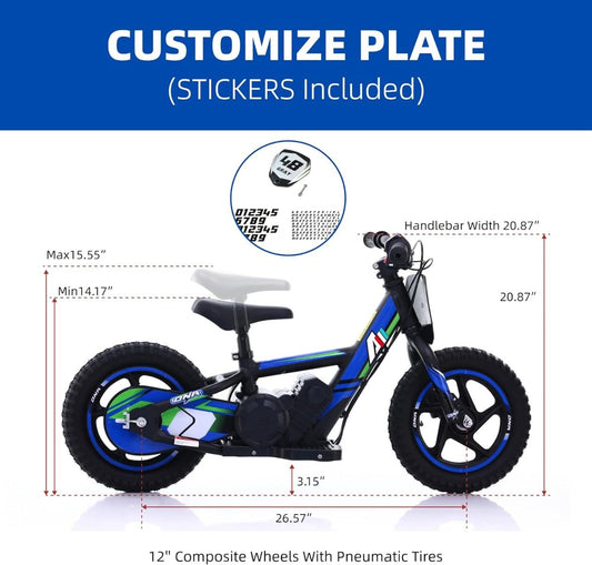 24V Electric Dirt Bike for Kids - BLUE