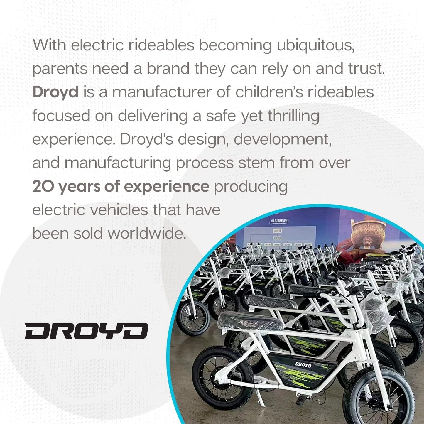 WHITE - Droyd Blipper Electric Mini Bike - Electric Bike for Kids Ages 13 & Up - 250W Mini Bike w 12.5MPH up to 12.5 Miles - Electric Bike for Kids up to 60 Mins Run Time, 16in Tire, 24V 10Ah Battery
