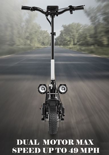 Electric Scooter, 1300 W Motor, 11" tire, Easy to Fold , Dual suspension, LED headlight, 3-Speed, Max speed up to 37 MPH