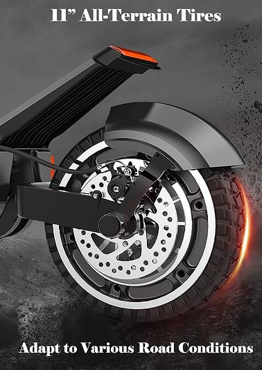 Electric Scooter, 1300 W Motor, 11" tire, Easy to Fold , Dual suspension, LED headlight, 3-Speed, Max speed up to 37 MPH
