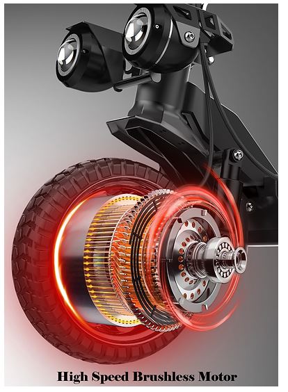Electric Scooter, 1300 W Motor, 11" tire, Easy to Fold , Dual suspension, LED headlight, 3-Speed, Max speed up to 37 MPH