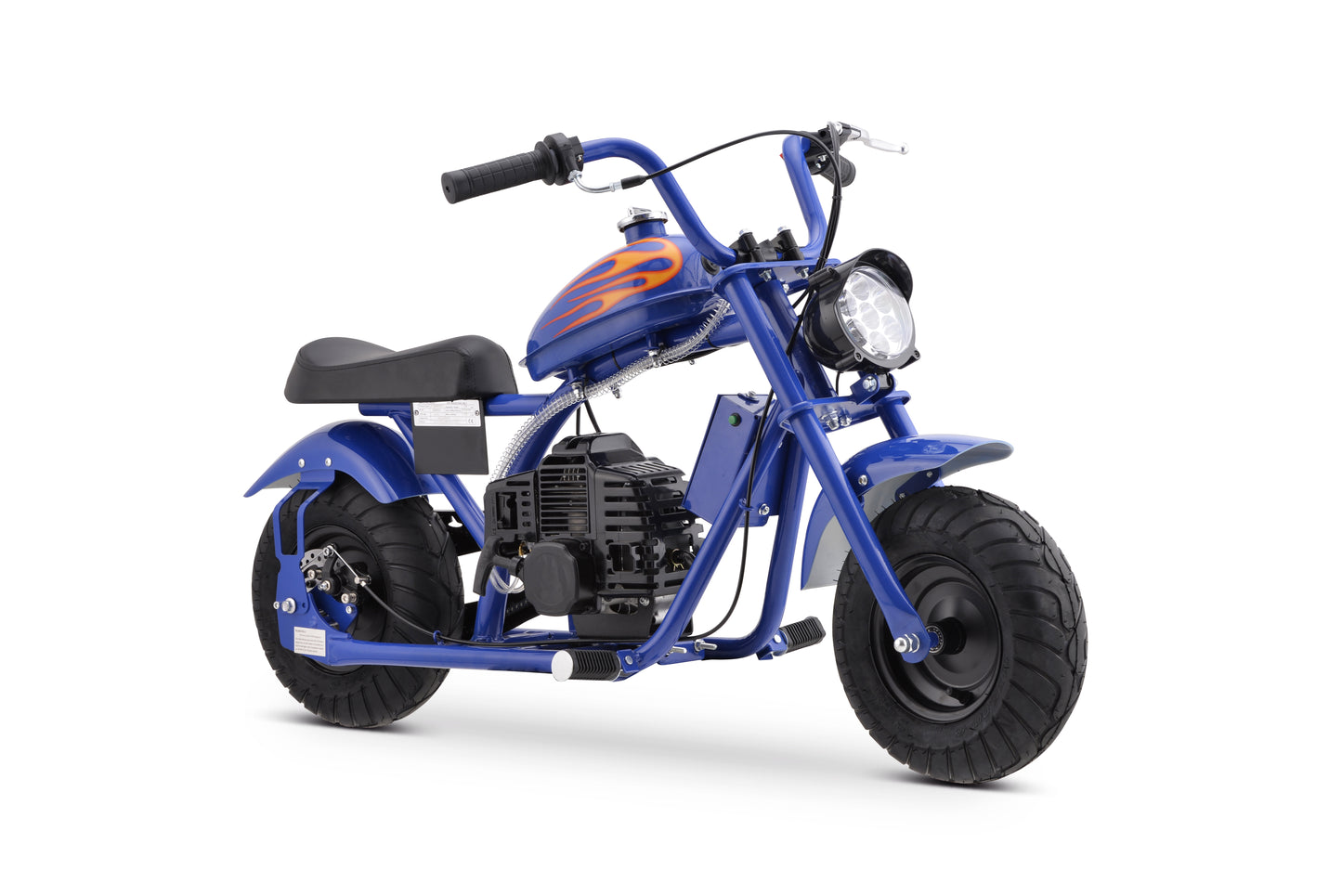 BLUE GBMOTO Mini Chopper Style kid Bike, 49.4 CC 2-Stroke Dirt Bike with Big Headlight, Premium Tire, Metal Frame, Disc Brakes, Max Load 165Lbs, Up to 20Mph, EPA Approved