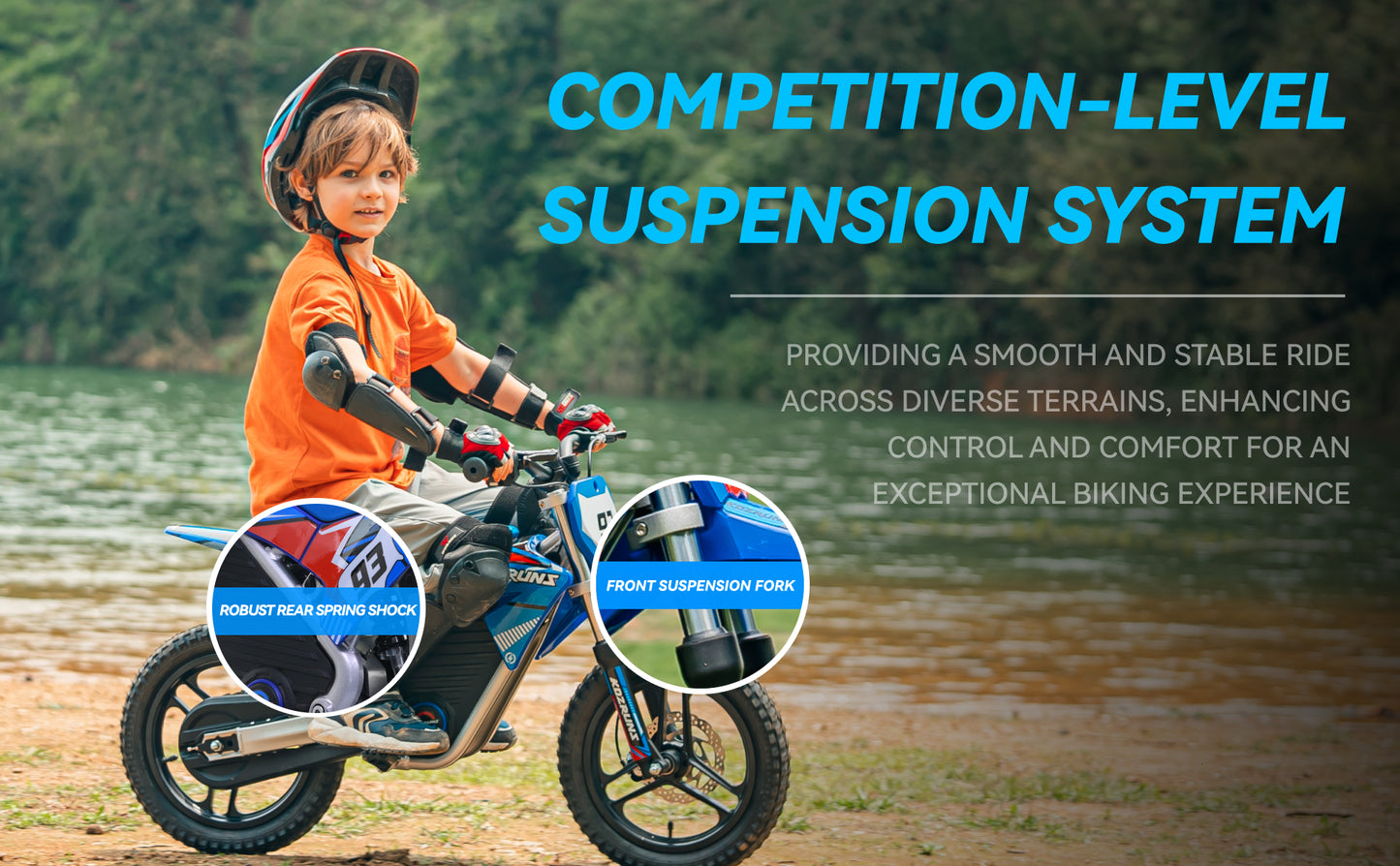 BLUE - Electric Dirt Bike for Kids, 36V 350W 14" Wheel Electric Balance Bike for Ages 6-12
