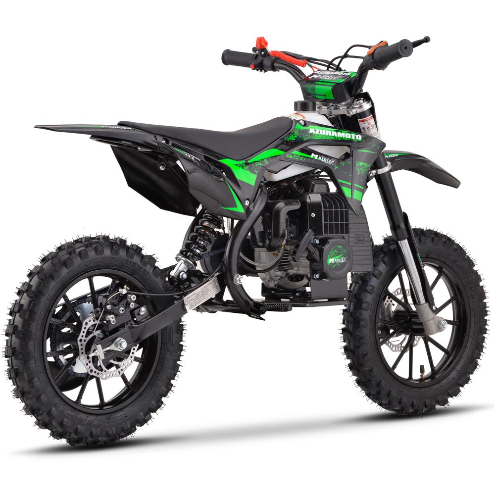 GREEN - MotoTec Thunder 50cc 2-Stroke Kids Gas Dirt Bike Blue, Pull Start, High Quality Suspension, High-Grade Easy Start Engine Pull Cord, Aluminum Wheels