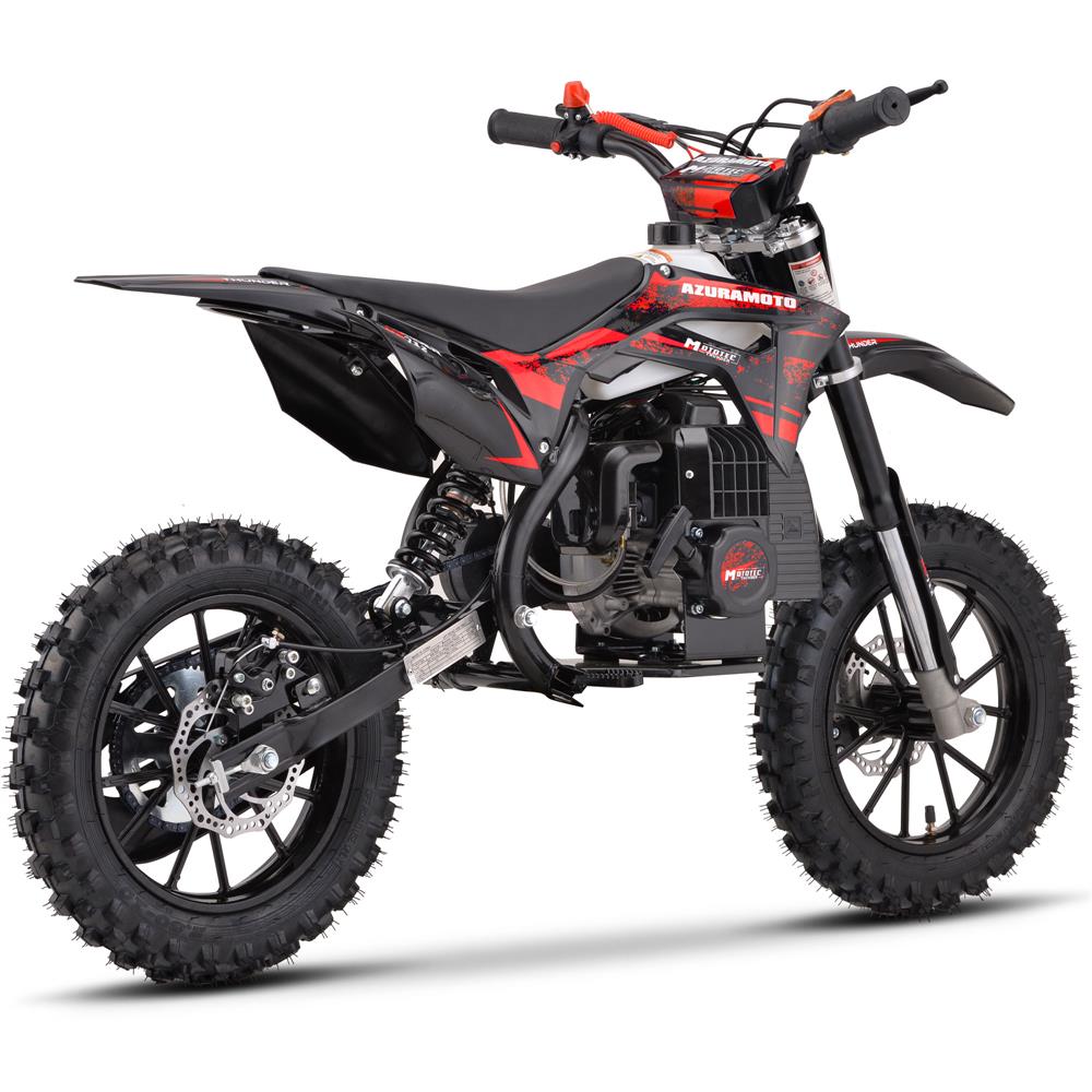 RED - MotoTec Thunder 50cc 2-Stroke Kids Gas Dirt Bike Blue, Pull Start, High Quality Suspension, High-Grade Easy Start Engine Pull Cord, Aluminum Wheels