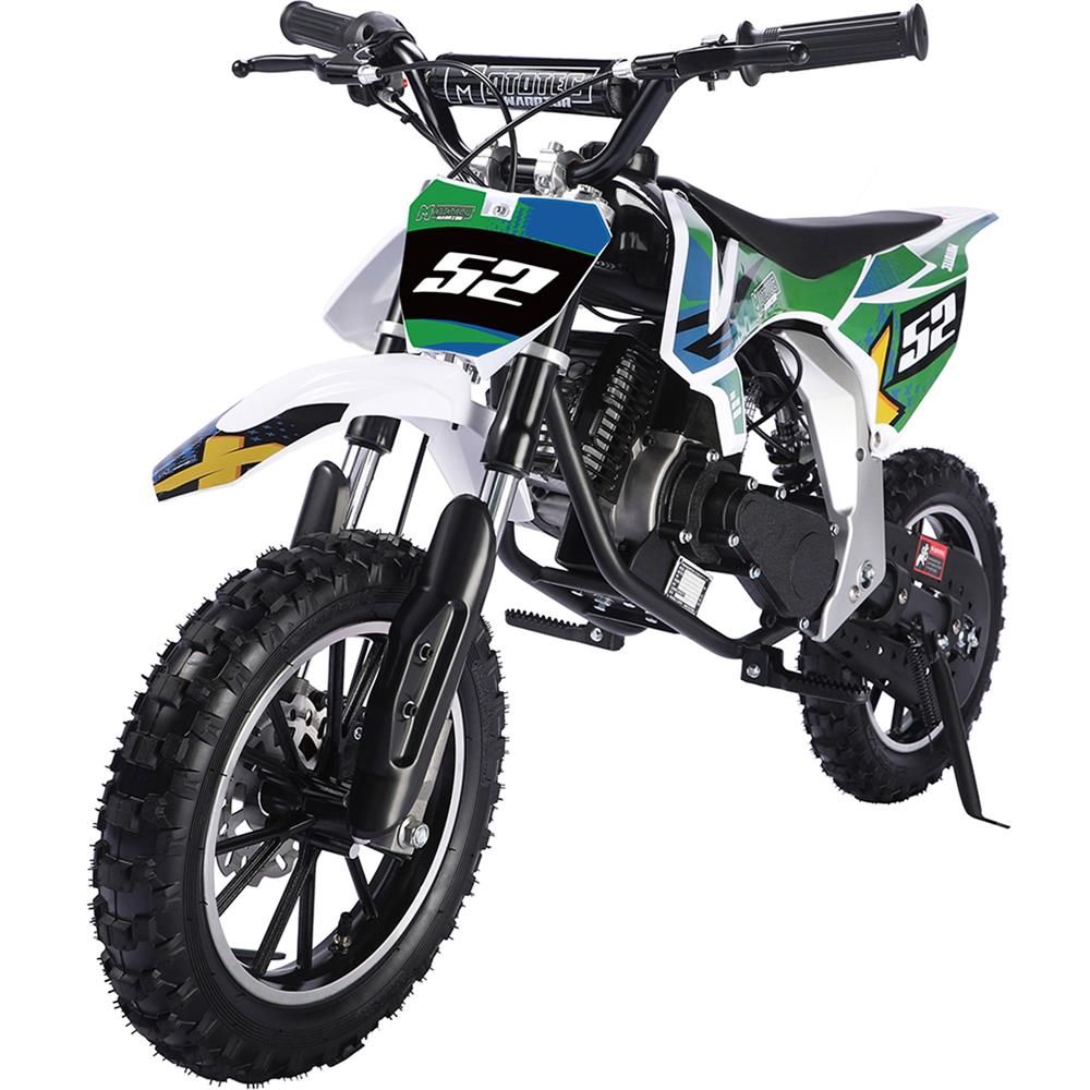 GREEN MotoTec Warrior 52cc 2-Stroke Kids Gas Dirt Bike Fully Automatic, 95% Assembled