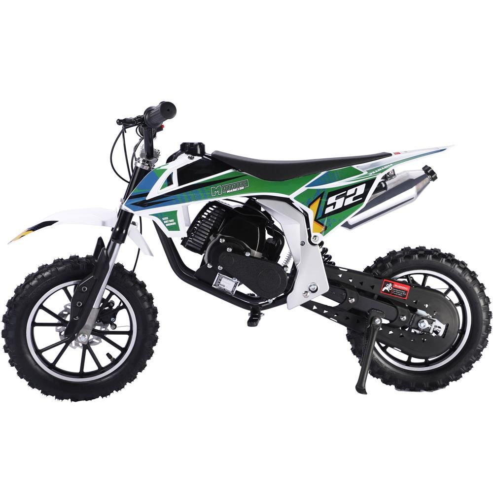 GREEN MotoTec Warrior 52cc 2-Stroke Kids Gas Dirt Bike Fully Automatic, 95% Assembled