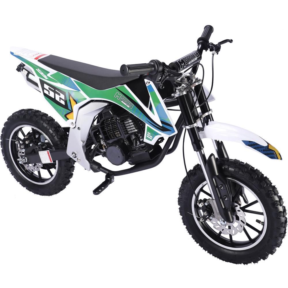 GREEN MotoTec Warrior 52cc 2-Stroke Kids Gas Dirt Bike Fully Automatic, 95% Assembled