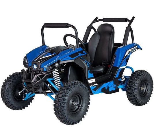 BLUE TurboTrek U1000 48v Ripper XL Big Kids Ride On UTV w/ Rubber Tires, Off Road Kids Gokart, Kids Quad, Kids 4 Wheelers