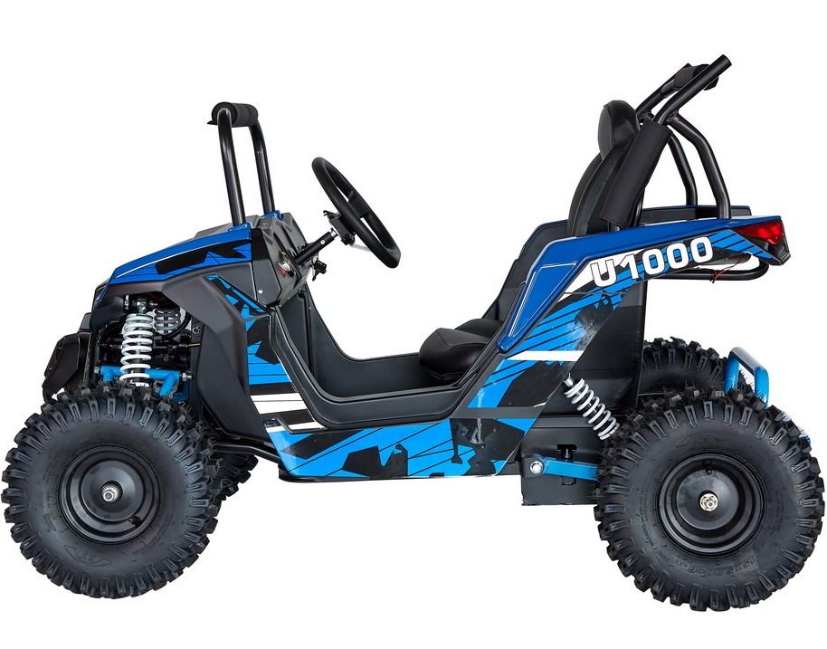 BLUE TurboTrek U1000 48v Ripper XL Big Kids Ride On UTV w/ Rubber Tires, Off Road Kids Gokart, Kids Quad, Kids 4 Wheelers