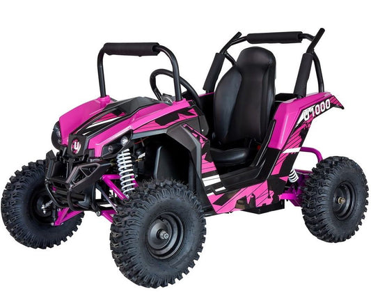 PINK TurboTrek U1000 48v Ripper XL Big Kids Ride On UTV w/ Rubber Tires, Off Road Kids Gokart, Kids Quad, Kids 4 Wheelers
