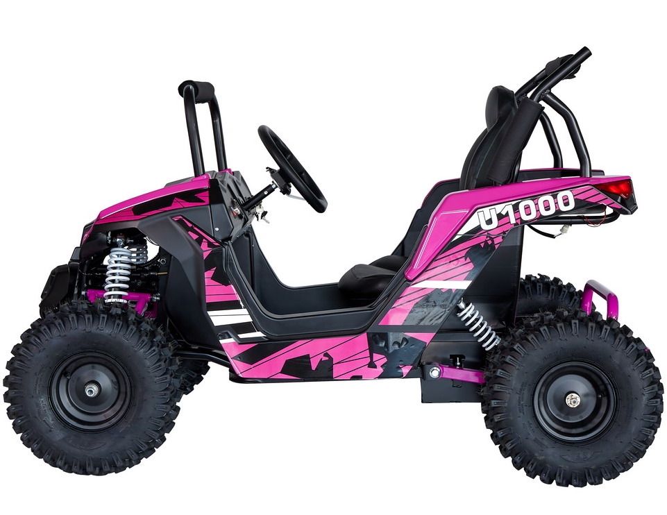 PINK TurboTrek U1000 48v Ripper XL Big Kids Ride On UTV w/ Rubber Tires, Off Road Kids Gokart, Kids Quad, Kids 4 Wheelers