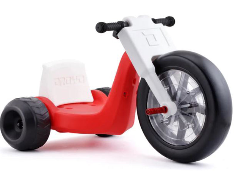 RED - DROYD Romper Electric ride-on toy for kids ages 3+,24v lithium-ion battery and a brushed DC motor, and a light-up LED front wheel