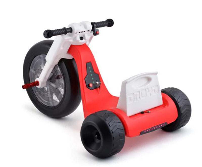 RED - DROYD Romper Electric ride-on toy for kids ages 3+,24v lithium-ion battery and a brushed DC motor, and a light-up LED front wheel