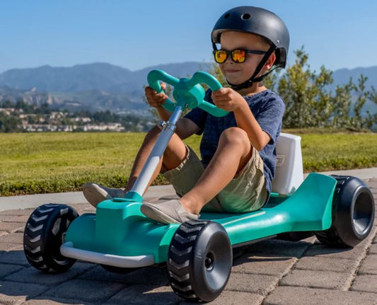 TEAL - Droyd Zypster Electric Mini Go-Kart - Electric Bike for kids 3 to 6 years old - uilt-in parental speed controls where parents can use a key to lock in its speed at 3 or 6 mph