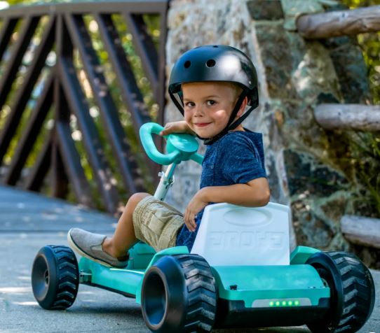TEAL - Droyd Zypster Electric Mini Go-Kart - Electric Bike for kids 3 to 6 years old - uilt-in parental speed controls where parents can use a key to lock in its speed at 3 or 6 mph