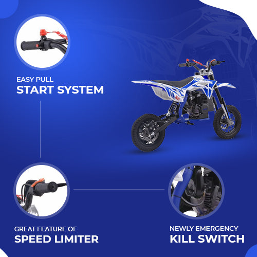 RED MotoTec Villain 52cc 2-Stroke Kids Gas Dirt Bike, Fully Automatic, 95% Assembled