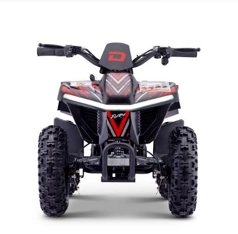 RED - Droyd Fury 500W Electric 4 Wheeler Quad Bike Kids Mini ATV with Throttle-Controlled Accelerator, 36V Lithium-Ion Battery