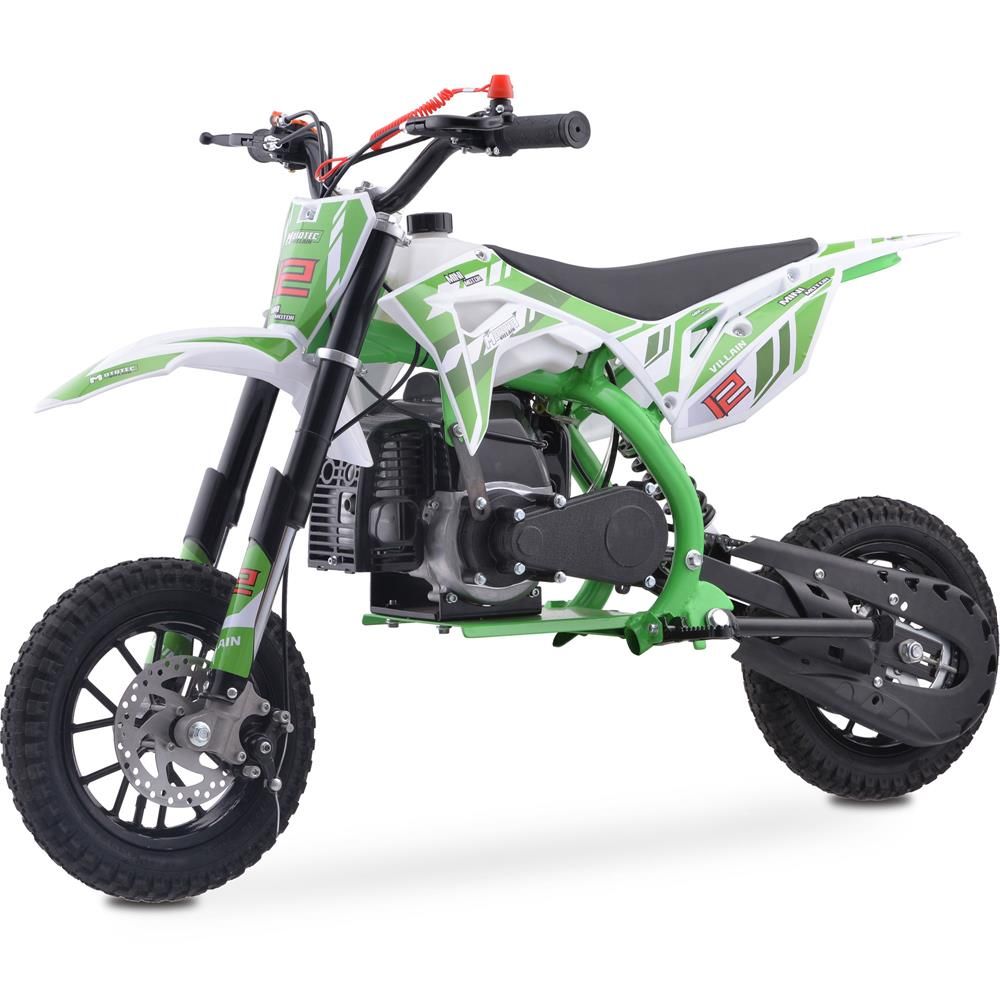 GREEN MotoTec Villain 52cc 2-Stroke Kids Gas Dirt Bike, Fully Automatic, 95% Assembled