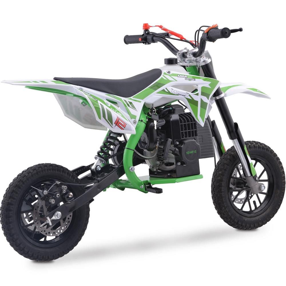 GREEN MotoTec Villain 52cc 2-Stroke Kids Gas Dirt Bike, Fully Automatic, 95% Assembled
