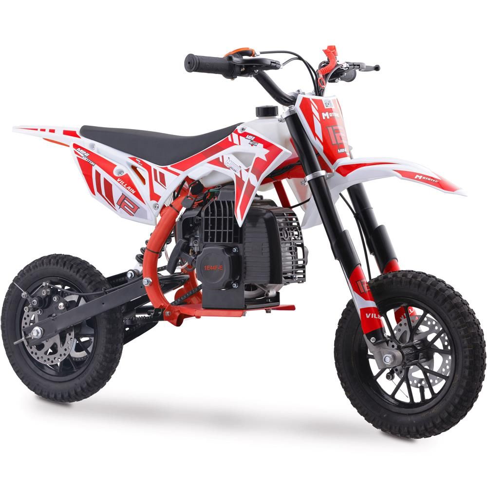 RED MotoTec Villain 52cc 2-Stroke Kids Gas Dirt Bike, Fully Automatic, 95% Assembled