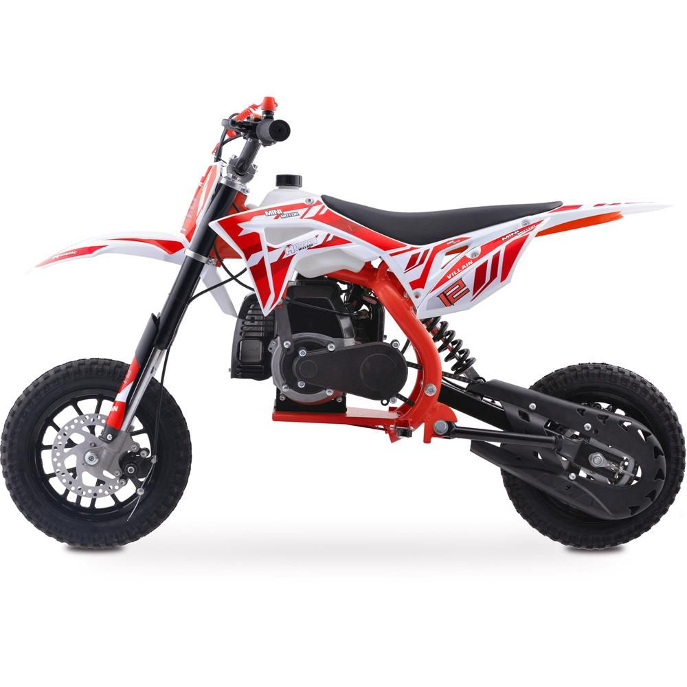 RED MotoTec Villain 52cc 2-Stroke Kids Gas Dirt Bike, Fully Automatic, 95% Assembled