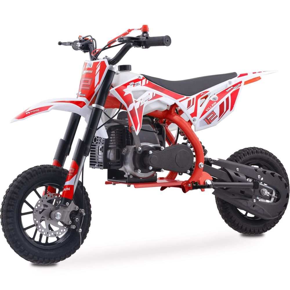 RED MotoTec Villain 52cc 2-Stroke Kids Gas Dirt Bike, Fully Automatic, 95% Assembled