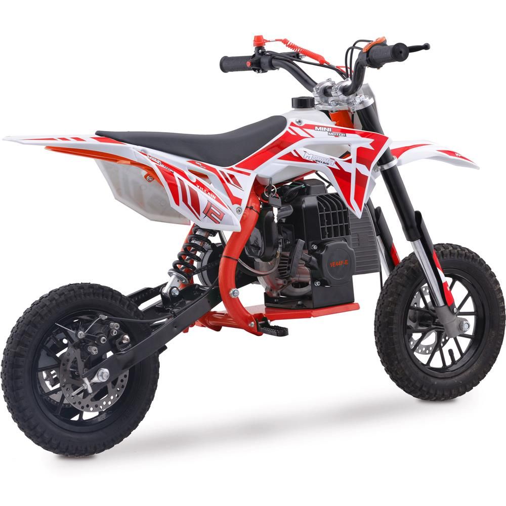 RED MotoTec Villain 52cc 2-Stroke Kids Gas Dirt Bike, Fully Automatic, 95% Assembled