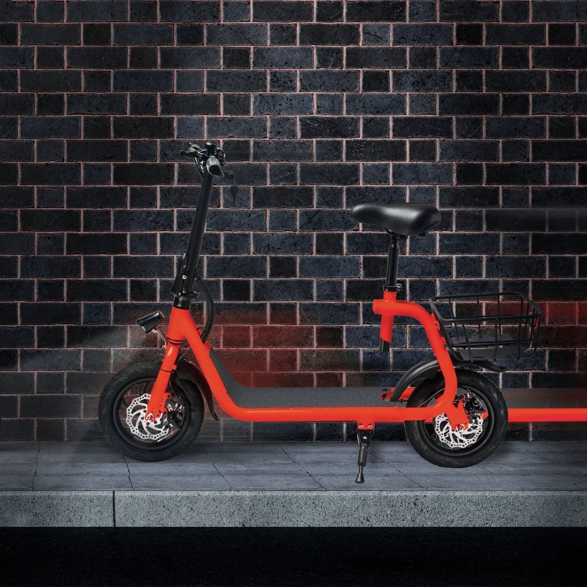 RED - Commuter Electric Scooter for Adults - Foldable Scooter with Seat & Carry Basket