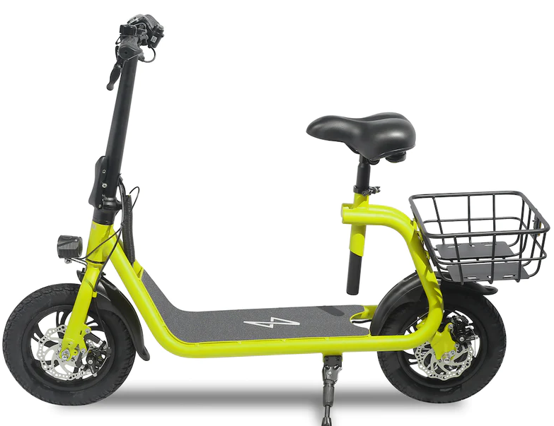 YELLOW - Commuter Electric Scooter for Adults - Foldable Scooter with Seat & Carry Basket