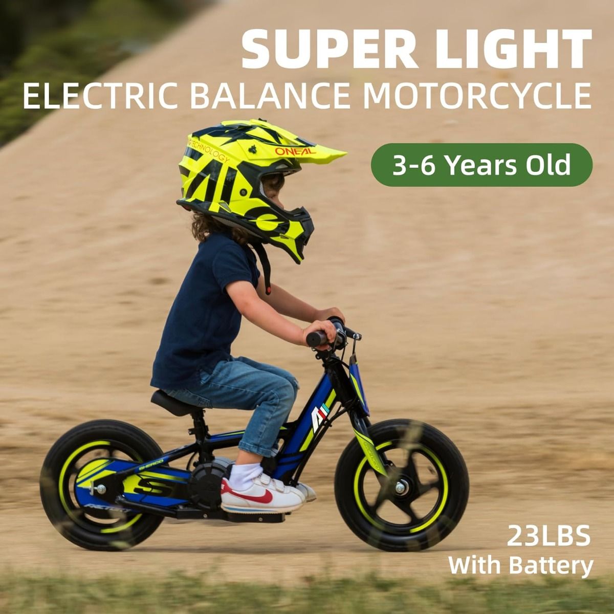 GREEN - 24V Electric Dirt Bike for Kids, 12" Wheel Electric Balance Bike for Ages 3-6