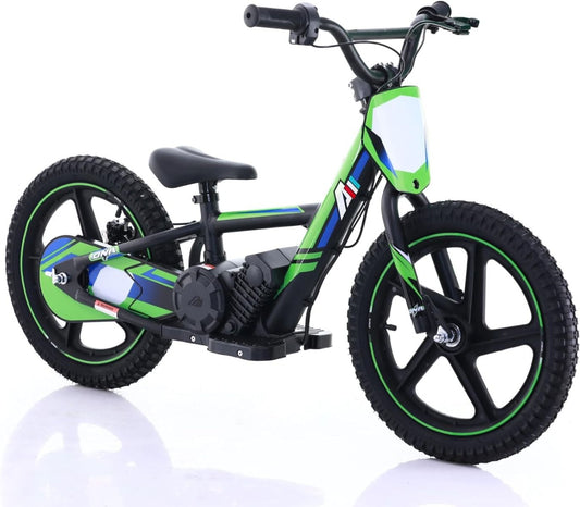 GREEN - 24V Electric Dirt Bike for Kids, 16" Wheel Electric Balance Bike for Ages 5-10