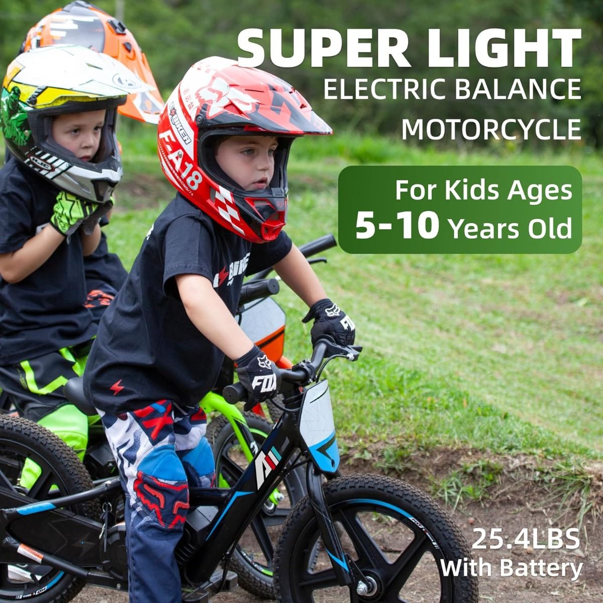 RED - 24V Electric Dirt Bike for Kids, 16" Wheel Electric Balance Bike for Ages 5-10