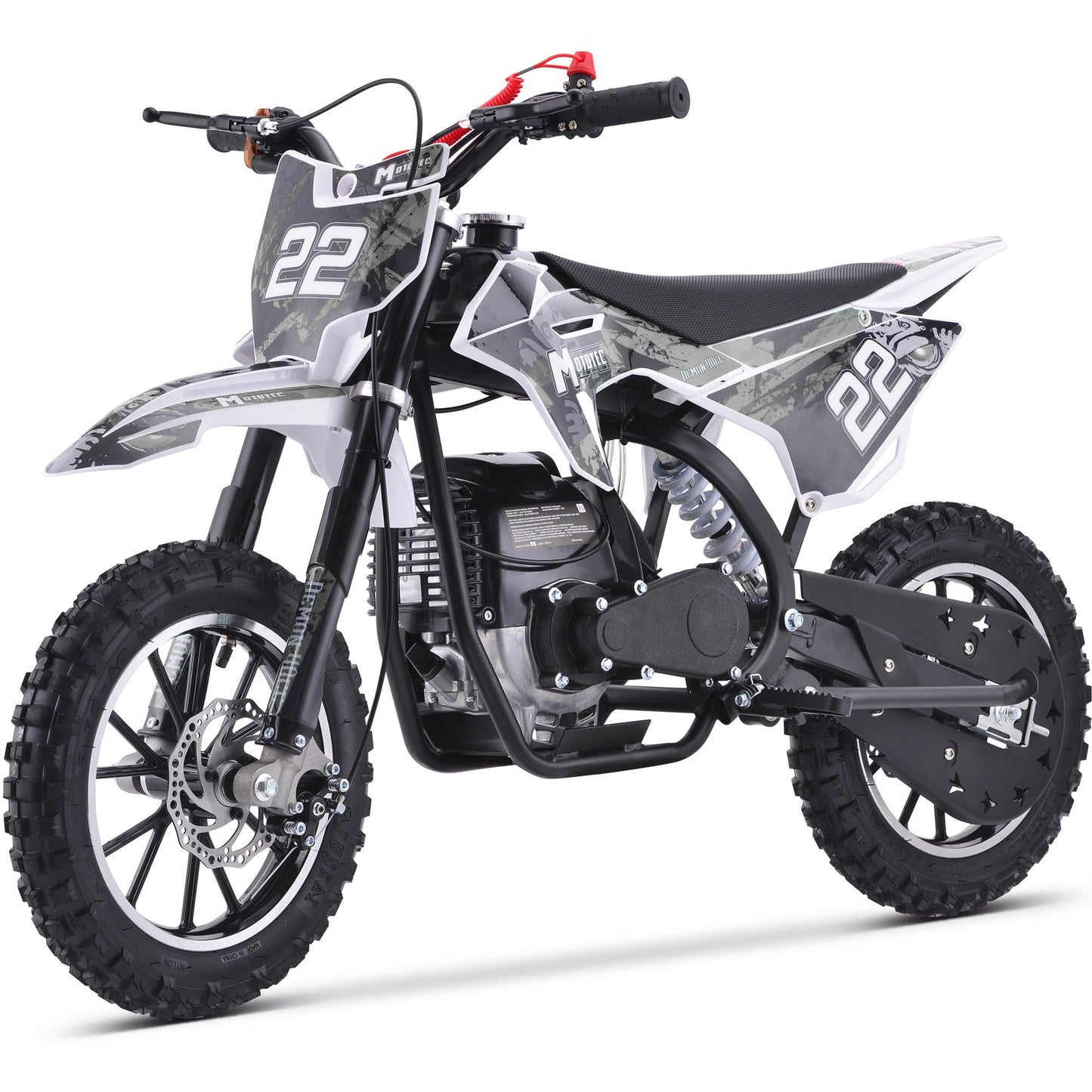 WHITE - MotoTec Demon 40cc 4-Stroke Kids Gas Dirt Bike