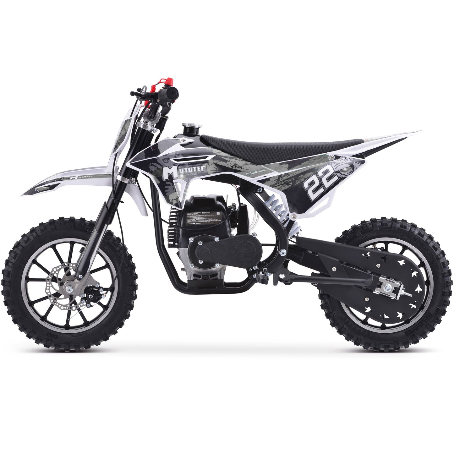 WHITE - MotoTec Demon 40cc 4-Stroke Kids Gas Dirt Bike