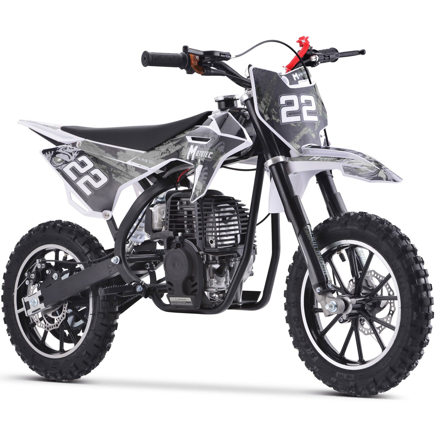 WHITE - MotoTec Demon 40cc 4-Stroke Kids Gas Dirt Bike