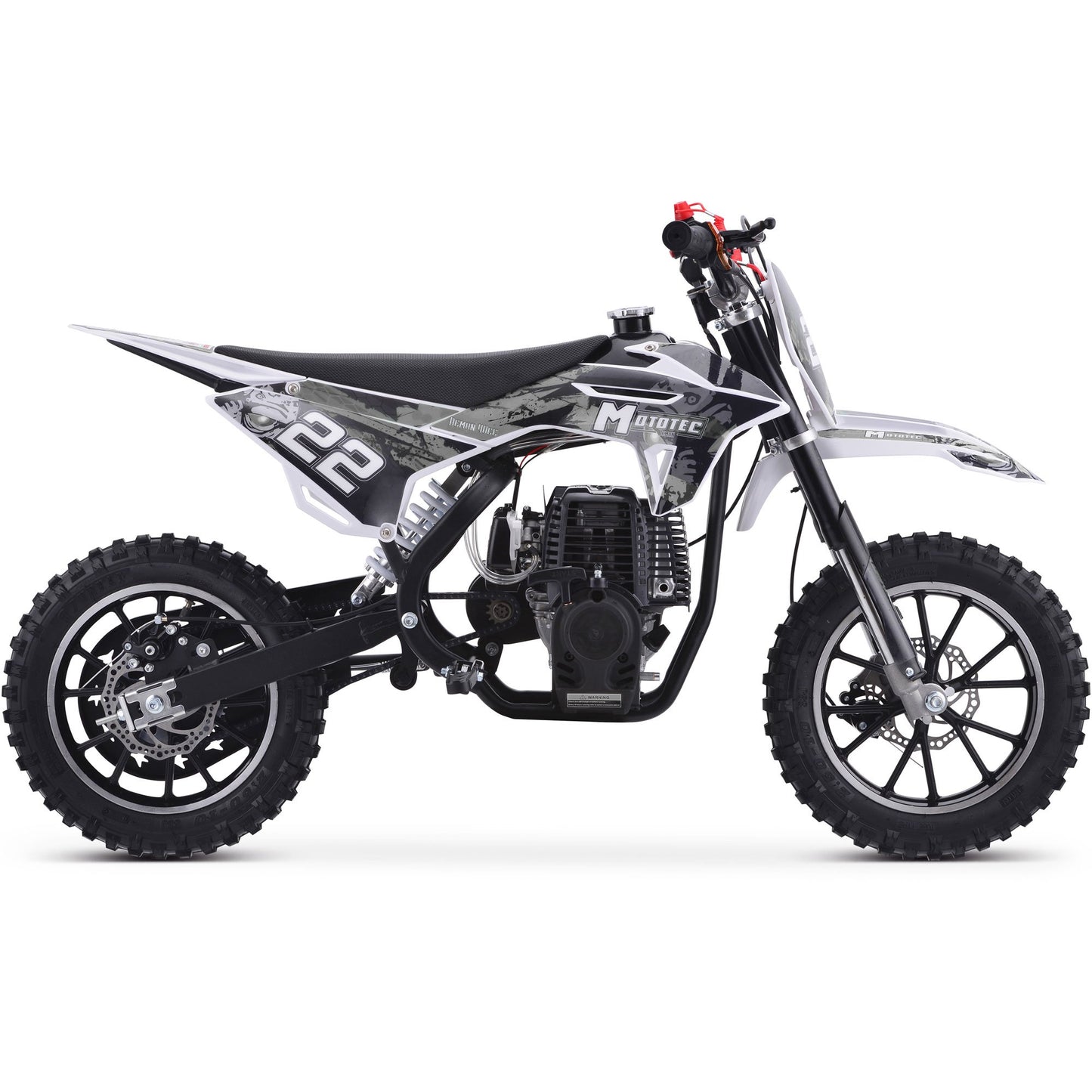 WHITE - MotoTec Demon 40cc 4-Stroke Kids Gas Dirt Bike