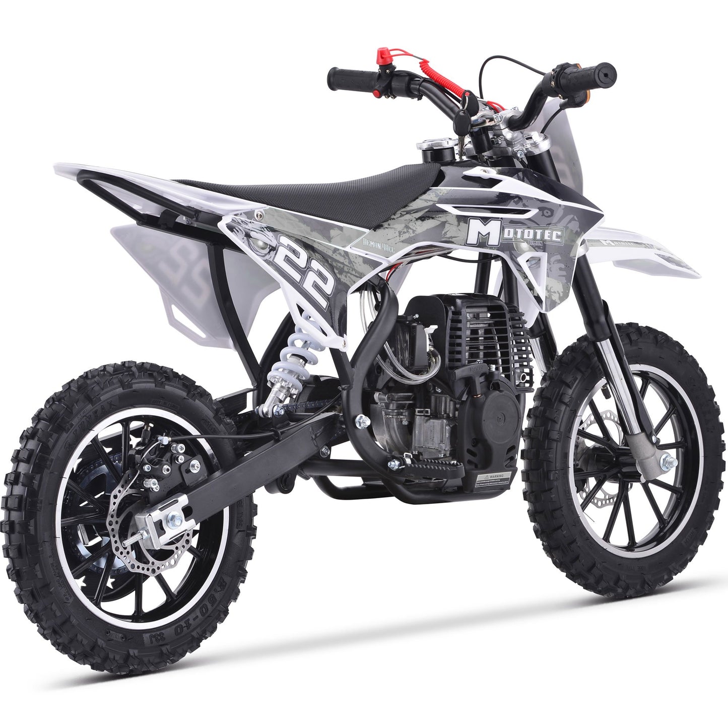 WHITE - MotoTec Demon 40cc 4-Stroke Kids Gas Dirt Bike