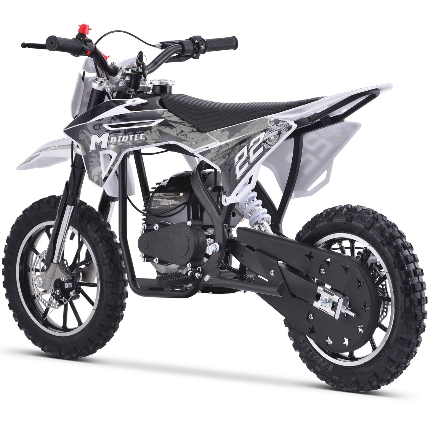 WHITE - MotoTec Demon 40cc 4-Stroke Kids Gas Dirt Bike