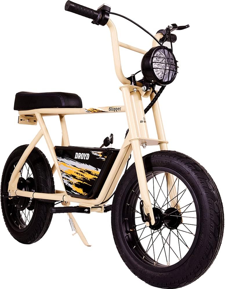 SAND - Droyd Blipper Electric Mini Bike - Electric Bike for Kids Ages 13 & Up - 250W Mini Bike w 12.5MPH up to 12.5 Miles - Electric Bike for Kids up to 60 Mins Run Time, 16in Tire, 24V 10Ah Battery