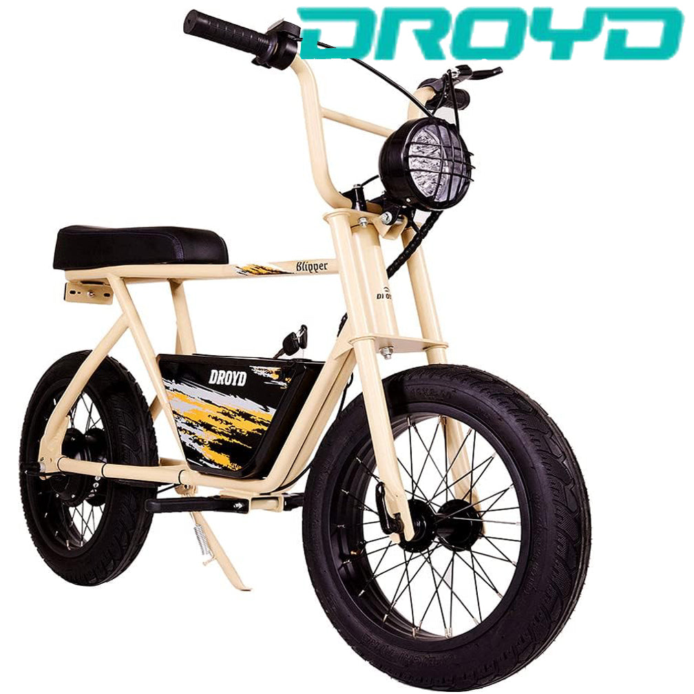 SAND - Droyd Blipper Electric Mini Bike - Electric Bike for Kids Ages 13 & Up - 250W Mini Bike w 12.5MPH up to 12.5 Miles - Electric Bike for Kids up to 60 Mins Run Time, 16in Tire, 24V 10Ah Battery