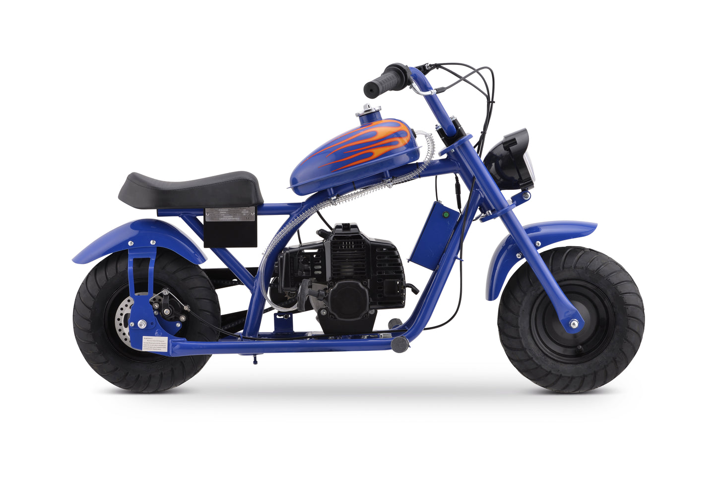 BLUE GBMOTO Mini Chopper Style kid Bike, 49.4 CC 2-Stroke Dirt Bike with Big Headlight, Premium Tire, Metal Frame, Disc Brakes, Max Load 165Lbs, Up to 20Mph, EPA Approved
