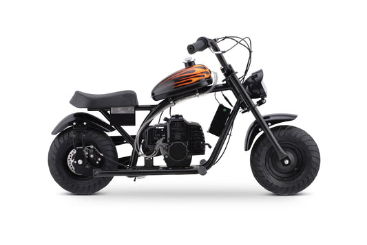 BLACK GBMOTO Mini Chopper Style kid Bike, 49.4 CC 2-Stroke Dirt Bike with Big Headlight, Premium Tire, Metal Frame, Disc Brakes, Max Load 165Lbs, Up to 20Mph, EPA Approved