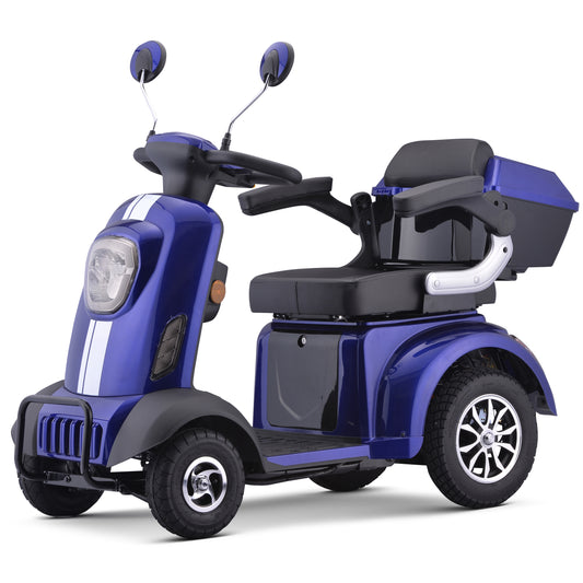 BLUE - Electric 4-Wheel Mobility Scooter, (XW-E05) Heavy Duty Wheelchair Device 400 LBS Capacity for Seniors & Adults, Assembled in US, Ready to Ride