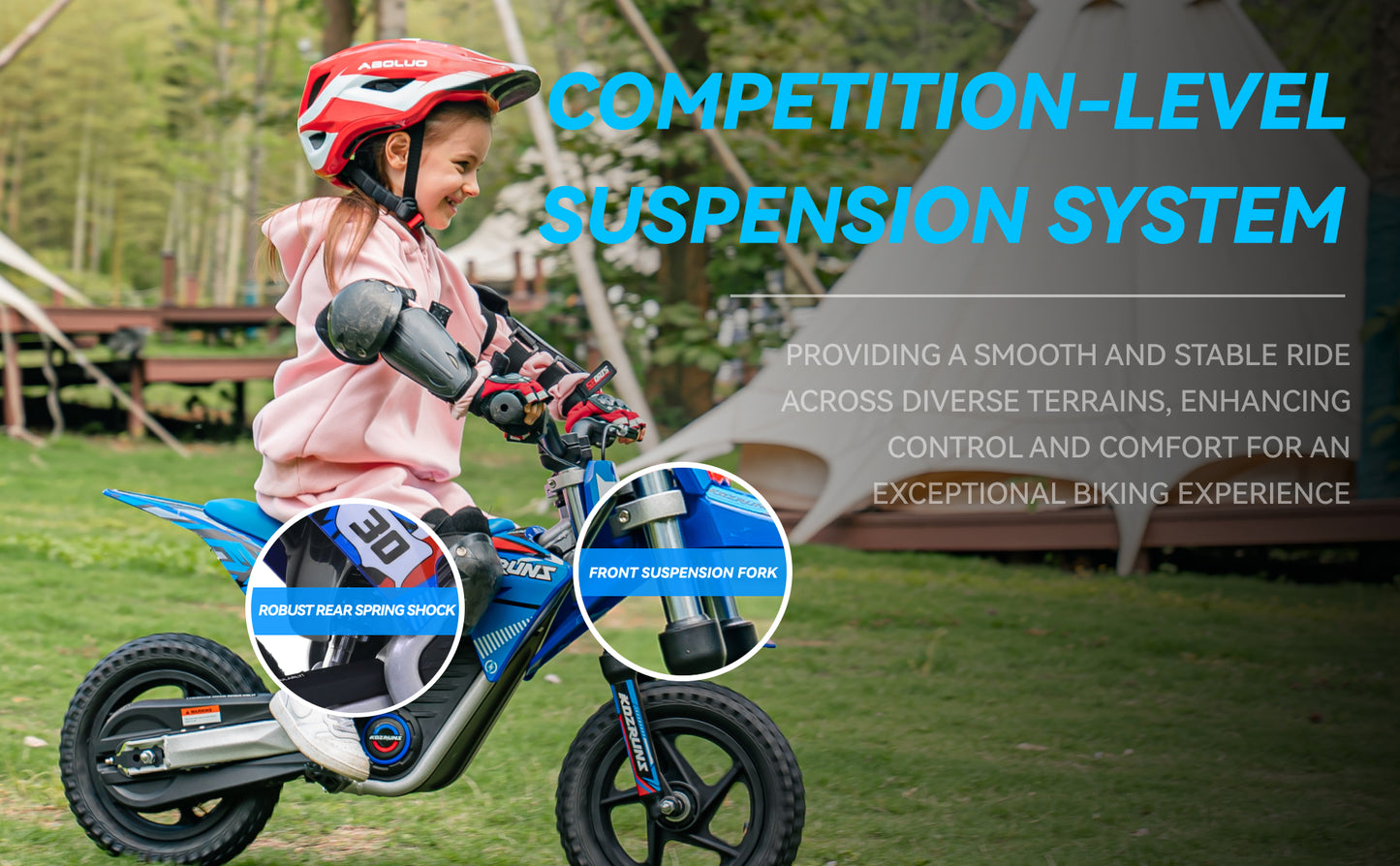 BLUE - Electric Dirt Bike for Kids, 36V 250W 12" Wheel Electric Balance Bike for Ages 3-8