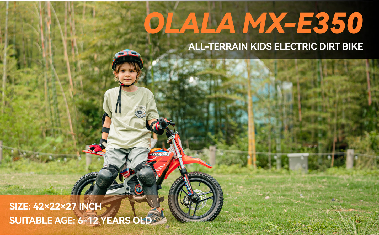 ORANGE - Electric Dirt Bike for Kids, 36V 350W 14" Wheel Electric Balance Bike for Ages 6-12